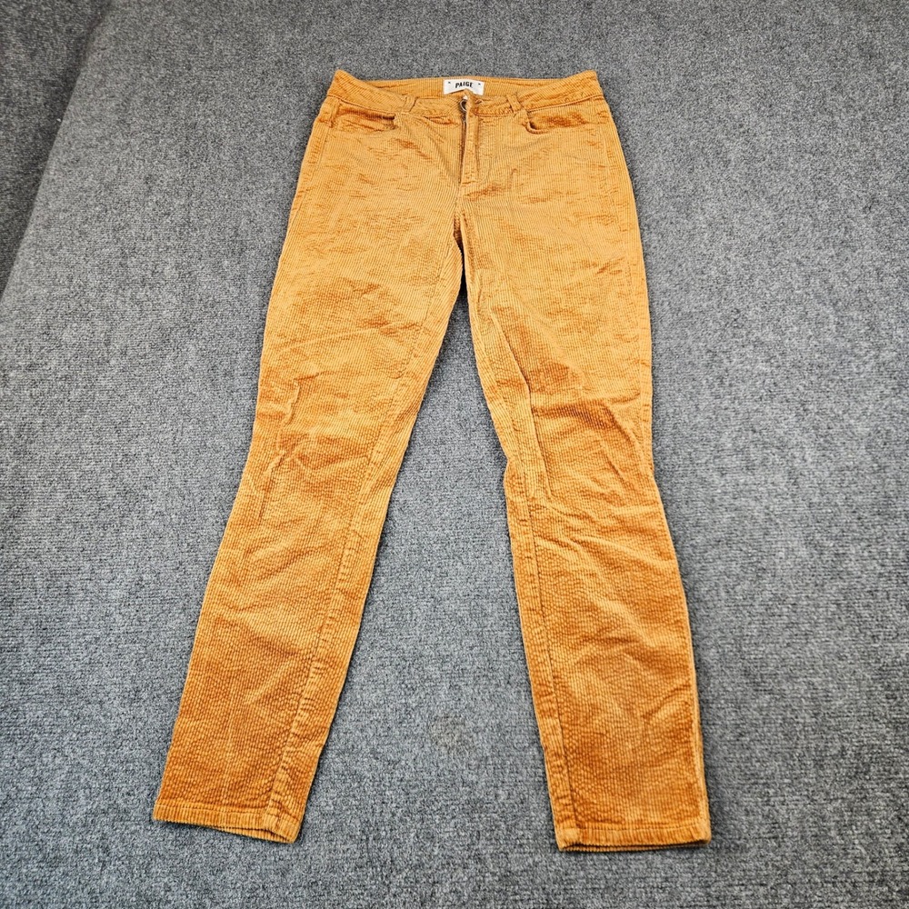 Paige Hoxton Ankle Corduroy Pants Marigold Orange High Rise Skinny 27